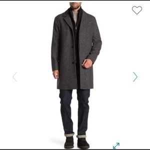 Cole Haan | Wool Blend Bib Insert Coat | Grey | M